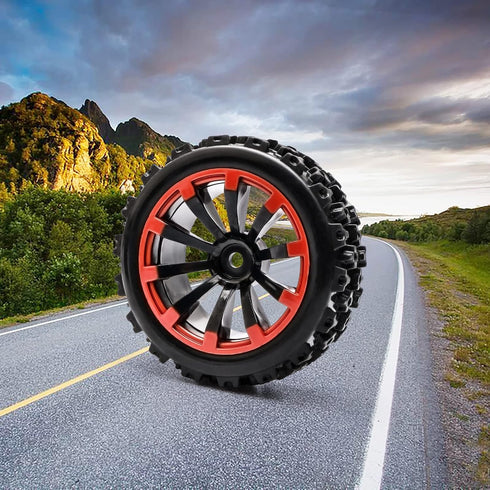 JIUWU 4-Pack Off-Road Wheels 12mm Hex Rc Wheels and Tires - High-Performance Upgrade for 1/10 Rc Tires Cars - Durable Plastic and Rubber Construct...