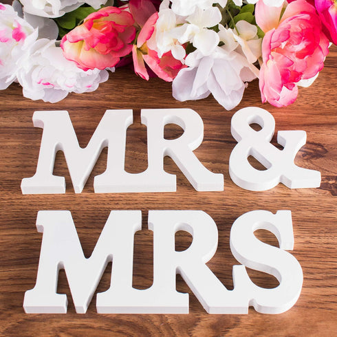 Super Z Outlet White Wooden Mr and Mrs Signs Wedding Present for Party Table Top Dinner Decoration, Display Stand Figures, Home Wall...