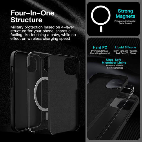 xiwxi Silicone Magnetic Case for iPhone 13 Pro Max Case, Built-in Ultra Magnets Compatible with Magsafe Wireless Charging Microfiber Lining Liquid...