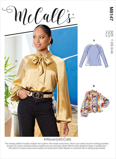 McCall's M8147ZZP Misses' Raglan Sleeve Pullover Blouse Sewing Patterns Kit, Design Code M8147, Sizes L-XXL...