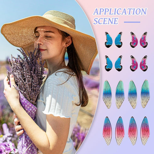 16Pcs Butterfly Earring Making Kit Acrylic Butterfly Wing Charms Colorful Fairy Wing Pendants Boho Butterfly Wing Charms & Jump Rings Earring Hook...