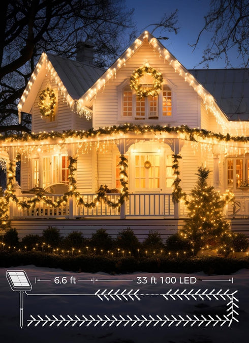 Solar String Lights for Outside, 2-Pack 200LED 78FT Total Solar Lights Outdoor IP65 Waterproof Solar Powered Lights with 8 Lighting Modes for Part...