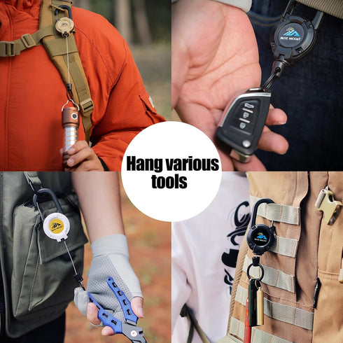 Retractable Keychain Heavy Duty, Multitool Carabiner Badge Holder, Retractable Keychain Clip Id Holder, Upgraded 58cm Stainless Steel Cord, Suitab...