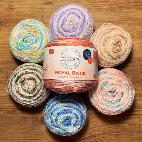 Royal Batik (1- Skeins Pack) Ombre Yarn with Rainbow Colors,Soft Yarn for Crocheting and Knitting%100 Anti-Pilling Acrylic 1x140 gr (1x383 yds) (1...
