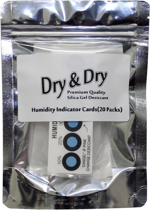 Dry & Dry Premium Humidity Indicator Cards (12 Cards) - 10-60% 6 Spot(Reusable)