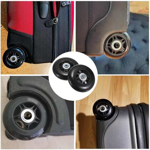 OwnMy 80mm x 23mm Luggage Wheels Replacements Set of 2 Mute Suitcase Replacement Wheels with Black Screws Axles Bearings, Rotatable Rubber Luggage...
