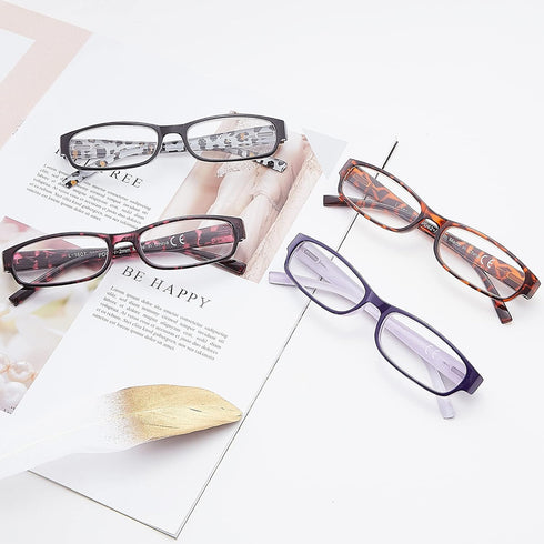 EYEGUARD Readers 4 Pack of Thin and Elegant Womens Reading Glasses with Beautiful Patterns for Ladies 1.50...
