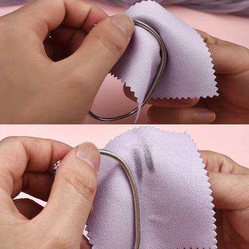 SEVENWELL 50pcs Jewelry Cleaning Cloth Purple Polishing Cloth for Sterling Silver Gold Platinum Small Silver Polish 8x8cm...