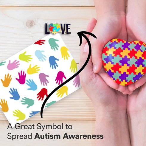 Stickeroonie Autism Awareness Puzzle Heart Lapel Pin, Colorful Love Silver Plated Decorative Pin, 1.2”...