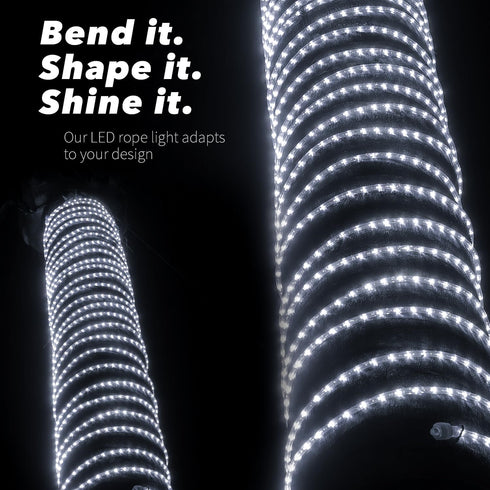 WYZworks 288LEDs 25ft LED Outside Rope Lights, Outdoor ETL Certified Waterproof Permanent 360 Degree Light Emitting, Flexible Tube, Connectable, C...