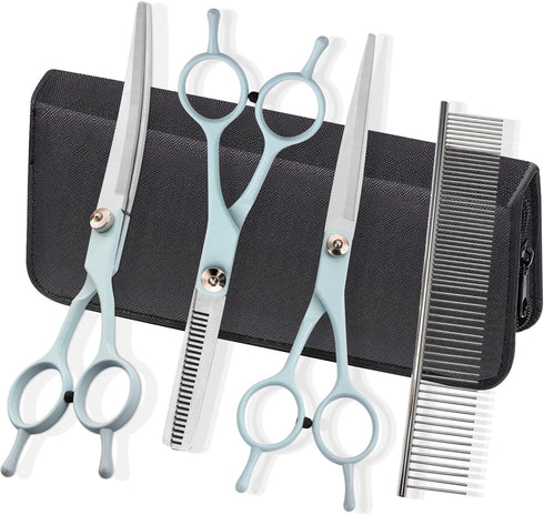 Grooming Scissors for Dogs at Home, Fcysy Professional Dog Grooming Kit Tijeras Para Cortar Pelo De Perros, Cat Grooming Scissors Curved Haircut S...