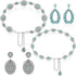 4 Pcs Turquoise Concho Chain Belt with Bohemian Dangle Metal Large Oval Earring, Women Concho Adjustable Belts Western Turquoise Earrings for Wome...