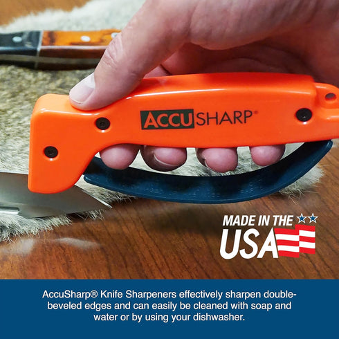 AccuSharp Knife Sharpener, Ergonomic Comfortable Handle, Compact & Easy to Use, Restore and Hone Straight & Serrated Knives, Blaze Orange...
