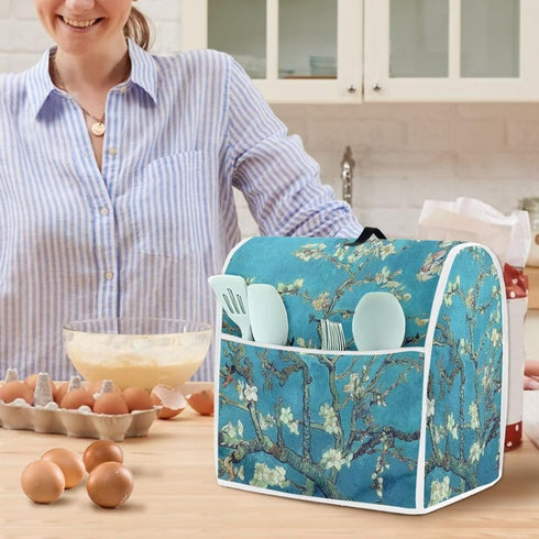 Almond Blossoms Tree Oil Painting Mixer Cover Dustproof Washable Mixer Cover Protection with Handle Pockets Home Kitchen Appliance Cover Stain Res...