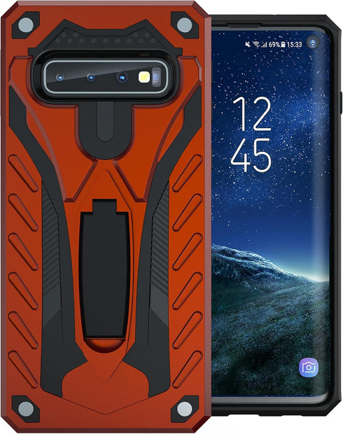 Kitoo Defender Designed for Samsung Galaxy S10 Plus Eco-Friendly Case with Kickstand, Military Grade Shockproof 12ft. Drop Tested - Red...