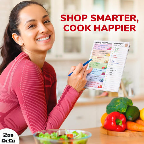 Zoe Deco Weekly Meal Planner (Fruit, 7 x 10”), Magnetic Notepad for Refrigerator, Weekly Menu Planning Pad for Family, 52 Easy Tear-Off Sheets for...
