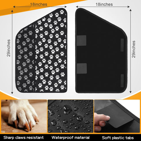 2 Pcs Car Door Protector Pet Dog Paw Prints Car Door Cover Protector Waterproof Scratching Nonslip Universal Fit Car Door Guard with Storage Pocke...