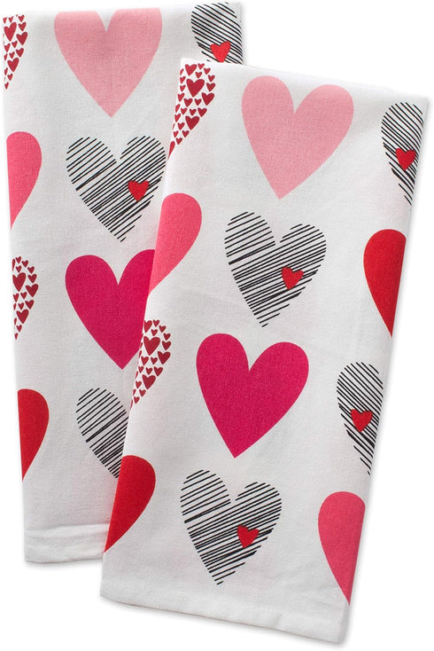 DII Valentine's Day Collection Kitchen, Dishtowel Set, 18x28, Hearts Collage, 2 Piece...