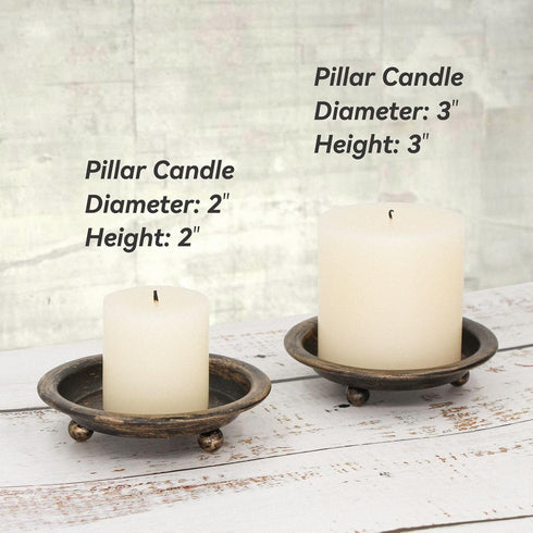 Black/Gold Iron Candle Plate, Set of 2, Metal Saucer Style Candle Holder for Pillar/Scented/Flameless/Ball Candles, Decorative Candle Stand for Ta...