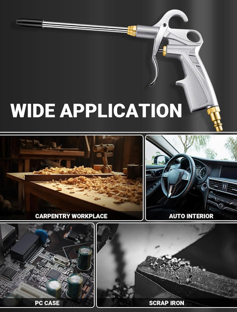 Heavy Duty Air Blow Gun Air Nozzle Blow Gun, Air Blower for Compressor with Bigger Pipe & Extended Nozzle, Pneumatic Air Compressor Accessories To...