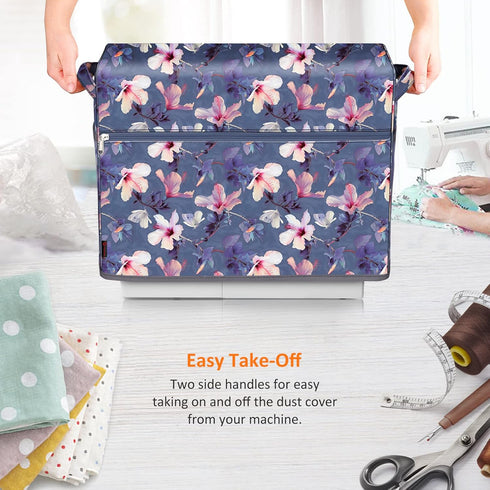 FINPAC Sewing Machine Dust Cover, Protective Cover with Side Handle and Sewing Essentials Pockets Compatible with Standard Singer, Brother and Jan...