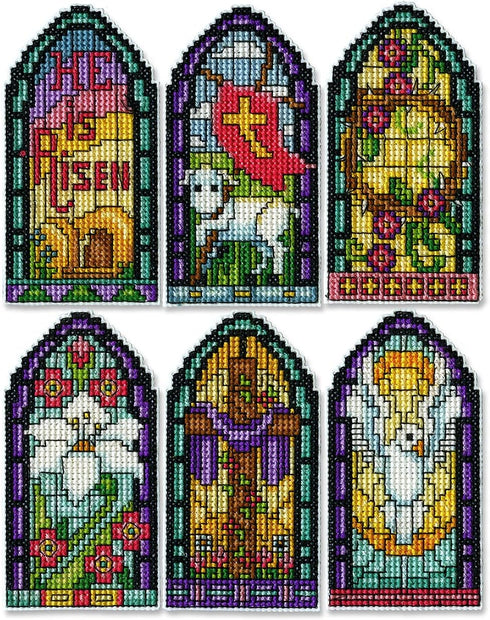 Design Works Crafts Easter Windows Counted Cross Stitch Ornament Kit, Mixed...