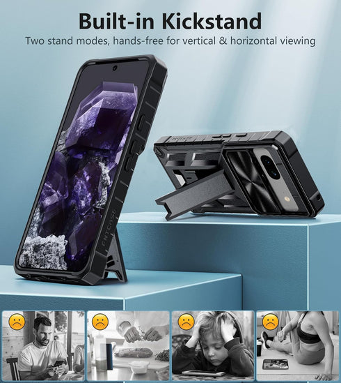 FNTCASE for Google Pixel-8 Phone Case: Military Grade Drop Protection Cell Phone Cover with Kickstand & Slide | Rugged Shockproof Protective Bumpe...