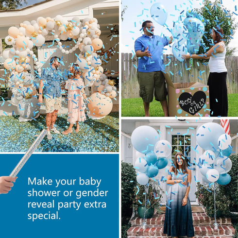 BATTIFE It's a Boy, 6Pack Gender Reveal Confetti Wands, Tissue Paper Confetti Flick Flutter Sticks for Baby Boy Born Shower Party Decorations Supp...