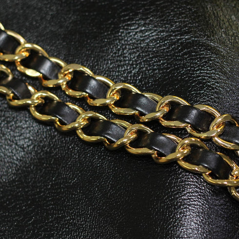 Model Worker 47" Leather Iron CrossBody Chain Strap With 8" Leather Iron Chain Wrist Strap - Handbag Chains Purse Straps...