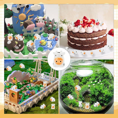 35 Pcs Mini Cow Figurines Mini Resin Cows Forest Animals Figures Miniature Resin Cows Animal Figurines Set Tiny Resin Animals Fairy Garden Accesso...