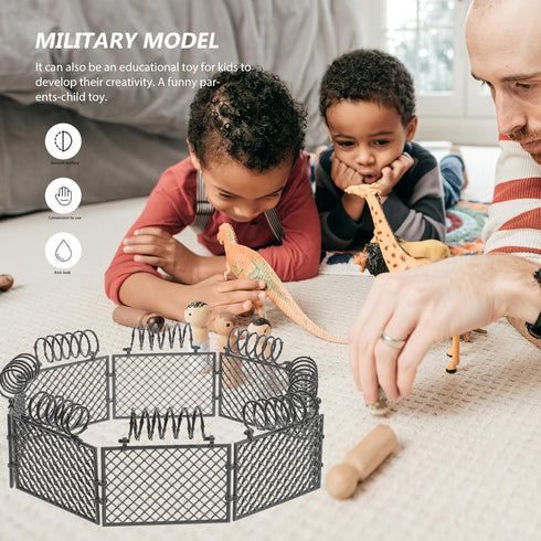 ibasenice Militarys Theme Prop Kids Toys Militarys Fence Toys Kids Scene Fence Model Toy Set Decorative Child Playthings Tabletop Plastic Playthin...