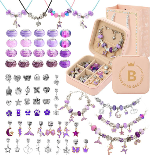 HAPTIME Charm Bracelet Making Kit, Jewelry Making Kit for Girls, DIY Necklace Kit with Initial Jewelry Box, Unicorns Crafts Arts Girls Toys Age 6-...