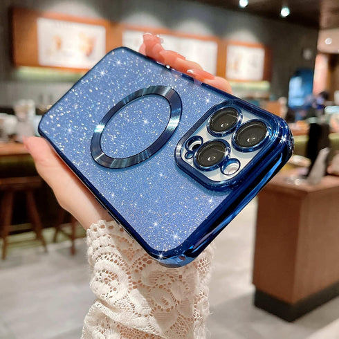 MGQILING Compatible with iPhone 13 Pro Max Magnetic Glitter Case, Luxury Plating Cute Bling Clear Phone Case, Compatible with MagSafe for Women Gi...