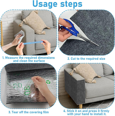 Trimmable Cat Scratching Post Carpet Covered 78.7”x15.8” Self-Adhesive Cat Tree Shelves Replacement Parts Mat Cat Scratcher for Cat Tree Shelves S...