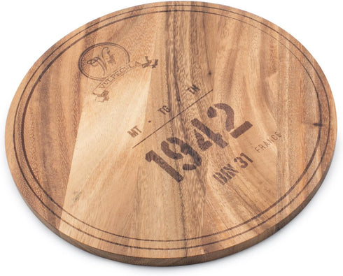 Ironwood Gourmet Engraved, 0.5 x 9 x 9 inches, Multi-Use Circle Serving Board: 1942 Wine Barrel (28445E336)...