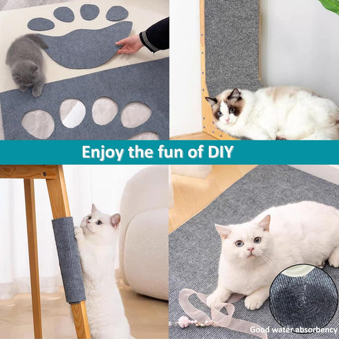 Cat Scratching Mat 78.7"x15.8" Cat Carpet with Self-Adhesive Trimmable, Replacement for Cat Tree Shelf Shelves and Cat Scratching Post, cat wall s...