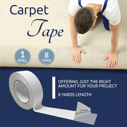Reli. Carpet Tape | 2" x 8 Yards | Double Sided Carpet Tape for Hardwood Floors | Heavy Duty Keeps Rug in Place| Indoor/Outdoor Rug Tape for Area ...