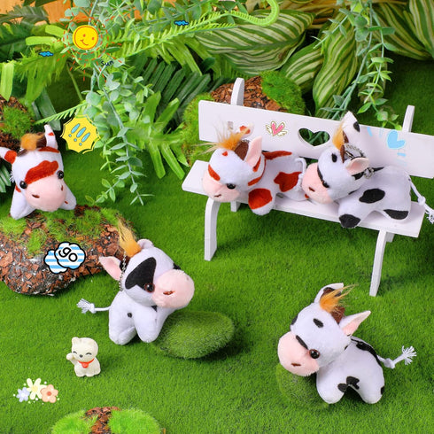Stuffed Cows, 12 Pieces Assorted Toy Figures, Plush Animals for Holiday Back to School Party Favors, 3.2 x 3 Inch...