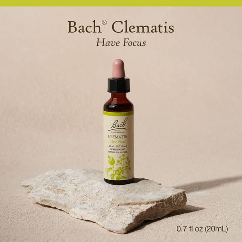 Bach Original Flower Remedies, Clematis for Focus and Concentration, Natural Homeopathic Flower Essence, Holistic Wellness and Stress Relief, Vega...