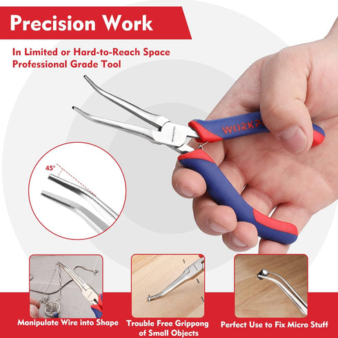 WORKPRO 2-Piece 6" Mini Needle Nose Pliers Set, Long Nose Pliers, Bent Nose Pliers with Comfort Grip Handles, For Wire Wrapping, Handmade Craft...