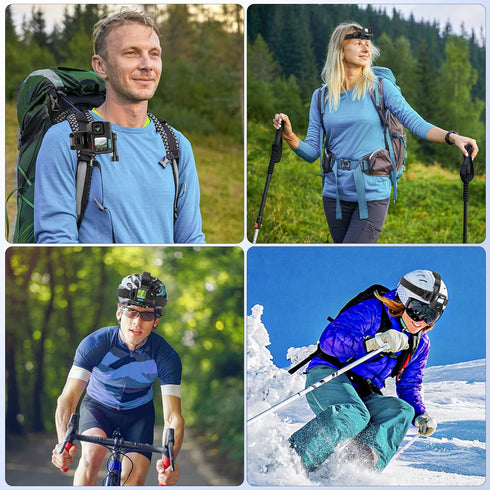 KDD Head & Backpack Strap Mount, 2 in 1 Adjustable Head Strap Mount, with 360° Rotation Camera Shoulder Mount Compatible with GoPro Hero 11/10/9/8...