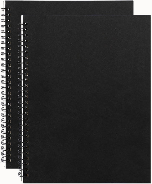 DSTELIN 10 inch x 7.5 inch, 100GSM, Blank Spiral Notebook, 2-Pack, Soft Cover, Sketch book, 50 Pages / 25 Sheets, (Black)...