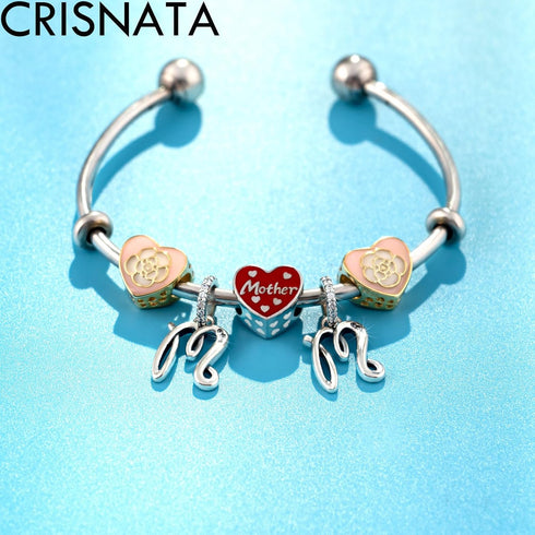 Complete Initial A-Z 26 Letter Dangle Charms, 925 Sterling Silver Dangling CZ Stone Alphabet Beads, fits European Bracelet Necklace, Gift for Moth...