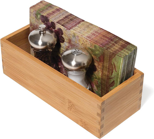 Lipper International Bamboo Utensil Holder Storage Box for Cooking Tools, Makeup, or Office Supplies, 4" x 9 1/4" x 3"...