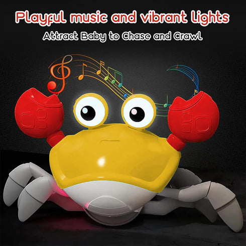 Cute Crawling Crab Baby Toys with Rechargeable Battery: Tummy Time Gift for Infants Toddlers Learning to Crawl or Walk Toy Lights Up with Music fo...