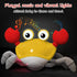 Cute Crawling Crab Baby Toys with Rechargeable Battery: Tummy Time Gift for Infants Toddlers Learning to Crawl or Walk Toy Lights Up with Music fo...