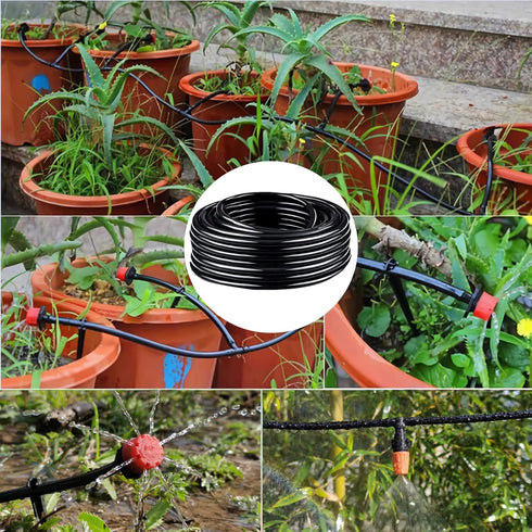 1/4 Drip Irrigation Tubing, 50FT 1/4 Irrigation Hose, Black Polyethylene 1/4 Inch Drip Irrigation Tubing With Drip Irrigation Fittings, DIY Garden...