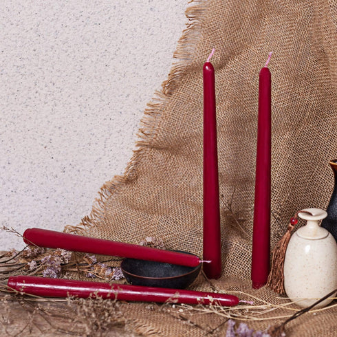 14 Pack Dark Red Taper Candles 12 Inch Tall 3/4 Inch Thick Burn 10 Hours (Burgundy)...