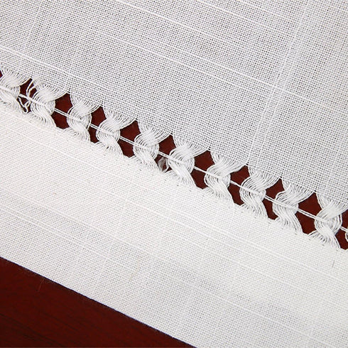 Grelucgo Set of 6 Handmade Hemstitched White Table Placemats 12x18 Inches...