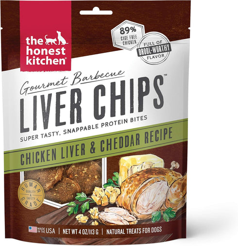 The Honest Kitchen Gourmet Barbecue Liver Chips: Chicken Liver & Cheddar Recipe, 4 oz Bag...